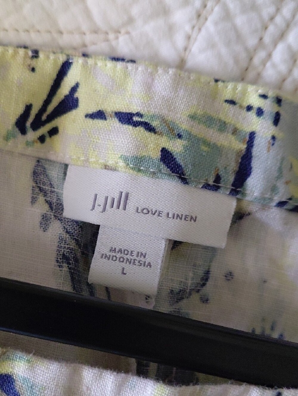J. Jill Linen Sleeveless Palm-Print Maxi Dress in Yellow & Navy L - Picture 3 of 5